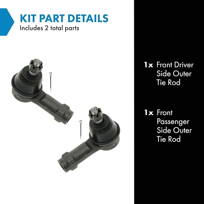 TRQ Outer Driver and Passenger Side Tie Rod Set 2 Piece Compatible with 2007 Ford Focus, 2006 Ford Focus From 12 07 05 Production Date