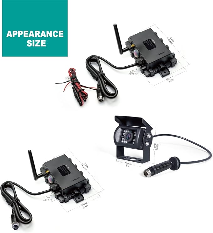 Digital Wireless reversing System, consisting of a Transmitter Box and a Receiver Box, Included with a 1080P high-Definition Waterproof Camera.