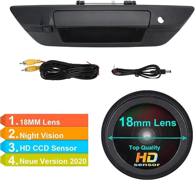 Car Trunk Handle Color Backup Camera, Parking Camera Backup Assistant Reversing Cam Replacement for 2017‑2021, IP66 150‑170° Wide Angles(Black)