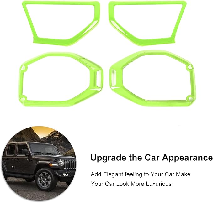 RT-TCZ A Pillar Speaker Trim Cover & Roof Speaker Audio Trim Cover Ring Kit Decoration Interior Accessories for Jeep Wrangler JL JLU & Gladiator JT 2018-2022,Light Green
