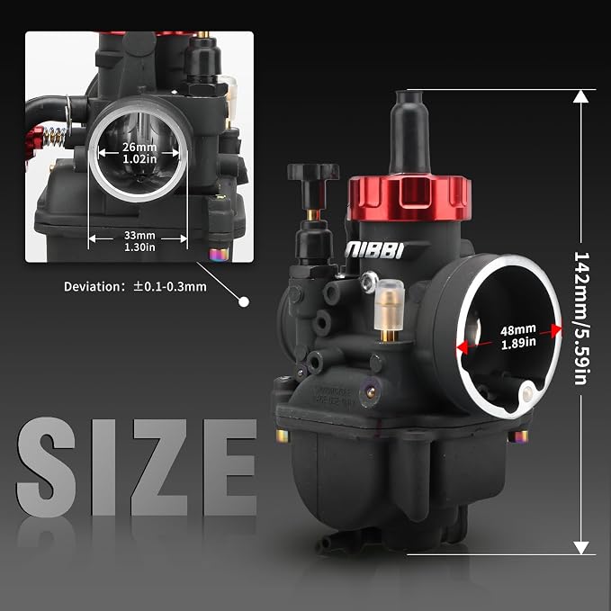NIBBI Carburetor PE26,26mm Carburetor fit 200cc Motorcycle Engine with Carb Jets - For Dirt Pit Bike Mini Bike Motocross GY6
