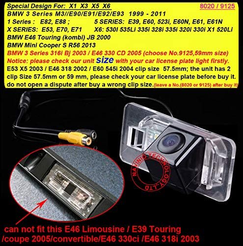 170° Wide Angle Car Rear View Camera Backup Reversing Camera forBMW X1 X3 X5 X6 3 Series M3 E46 E46CSL E90 E91 E92 E93 E82 E88 E39 E60 E60N E61 E61N