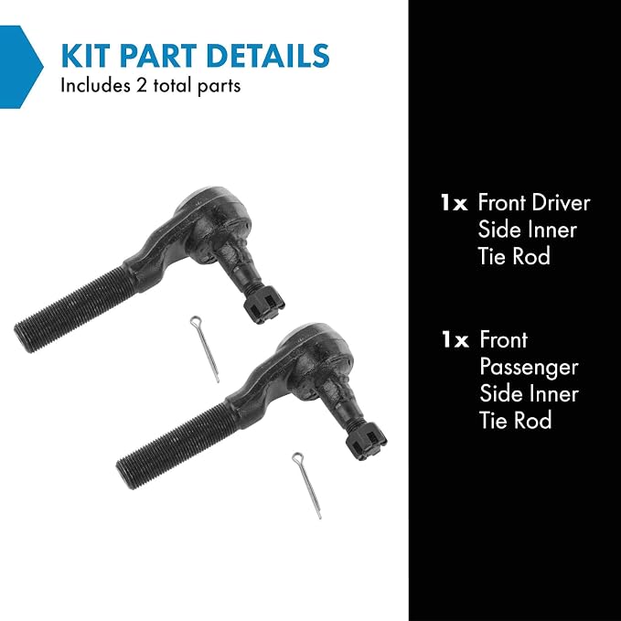 TRQ Front Inner Tie Rod Set 2 Piece Compatible with 1983-98 Chevrolet S10 83-94 S10 Blazer 95-98 Blazer 91-98 GMC Sonoma 83-90 S15 83-91 S15 Jimmy 92-98 Jimmy 96-98 Oldsmobile Bravada