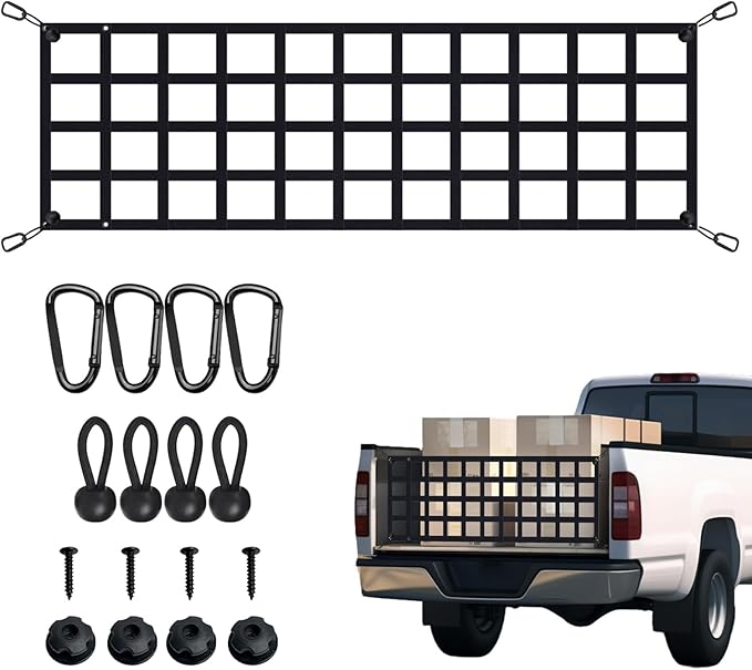 Tailgate Net for Most Mid Size Truck - Cargo Net Compatible with Ford, Chevy, Dodge,Ram - Tail Gate Extender Nets for Pickup Truck Bed (50" x 15")