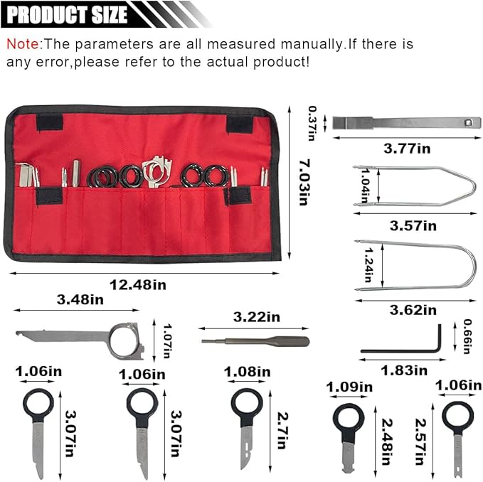 LAINLOY 20PCS Car Radio Removal Tool Kit, Professional Tooling Car Audio Stereo CD Player Removal Key Kit, Universal Radio Removal Pry Tool Kit for Most Cars and Trucks (Red)
