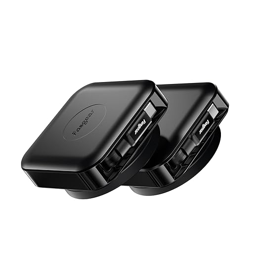 Fasgear Retractable USB C Cable Desk Mount, 2 Pack Flat Cable 60W PD/PPS Fast Charging USB C 2.0 Charger Cord for iPhone 17 16 15 Pro/iPad/Mac-Book/Sam-Sung, 360° Rotatable Type C Cable (Black)