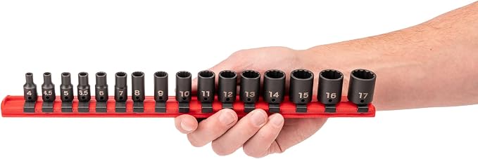TEKTON 1/4 Inch Drive Impact Socket Set, 16-Piece | SID90106