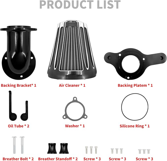 Motorcyle Air Cleaner Filter CNC 90° Forward-Facing Kit Fit for Harley Softail Touring Trike (Black Housing Grey Element, D For M8 Touring 17-23 Trike 17-25 Softail 18-24)