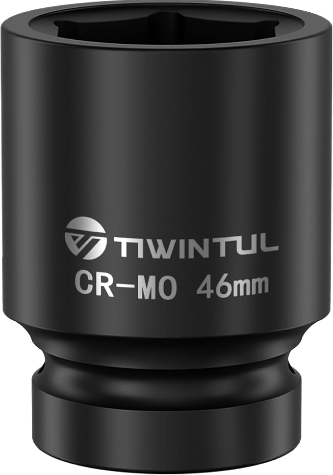 46mm Impact Socket 1-Inch Drive, 6 Point Design,CR-MO Heavy Duty Metric Socket for High Torque Impact Wrench, Large Socket for Semi Truck Axle Nuts, Diesel Mechanic & Heavy Equipment