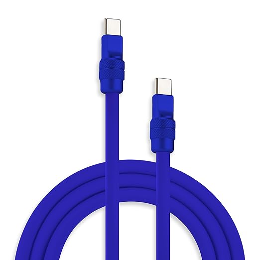 chubbycable Chubby 2.0 USB C 240W Fast Charging Cable Silicone Soft Durable USB C Cable Extra Thick Charger Cord Compatible with iPhone 17-15 Series iPad, Dark Blue+Dark Blue, Type-C to Type-C, 6.6FT