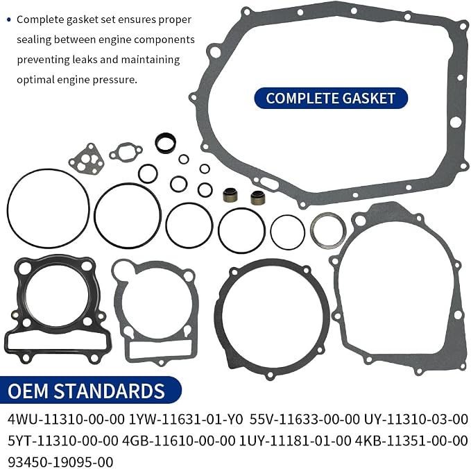83mm Cylinder Piston Gasket Top End Rebuild Kit for Yamaha Big Bear 350 Warrior 350 Raptor 350 Bruin 350 1987-2013 OEM#4KB-11351-00-00 1UY-11310-03-00 93450-19095-00