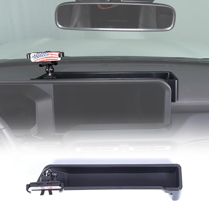 Center Console Dash Organizer Tray Compatible with Toyota Land Cruiser 250 Prado 2024 2025 2026 Navigation Screen Rear Insert Auxiliary Storage Box,Phone Holder Accessories (Style C)