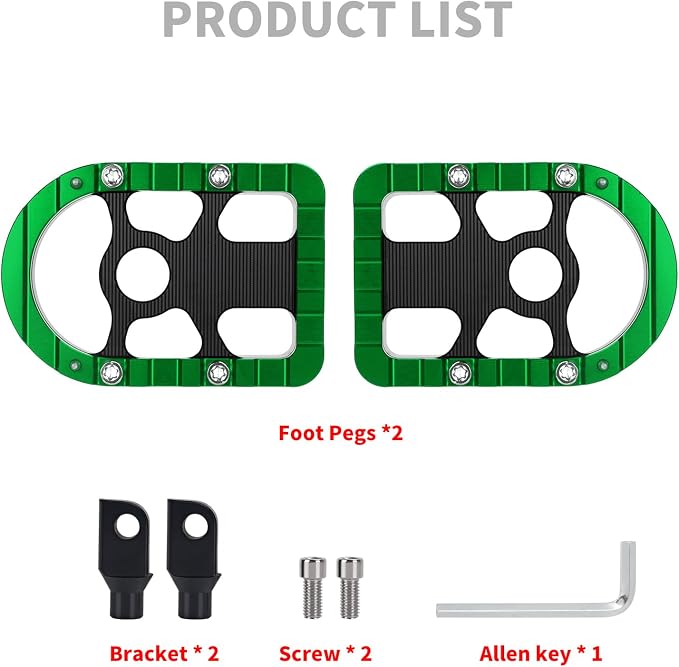 Motorcycle Floorboards Driver Passenger Footboards Wide Foot Pegs Board Pedal Compatible with Touring Electra Road Street Glide Softail Road King (Rear Floorboards-Green Edge)