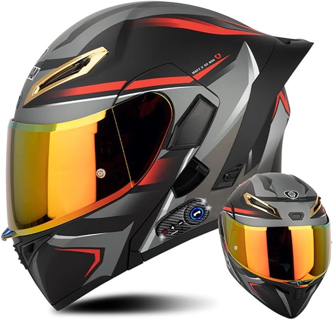 Full Face Bluetooth Modular Motorcycle Helmet, DOT Approved, Black/White
