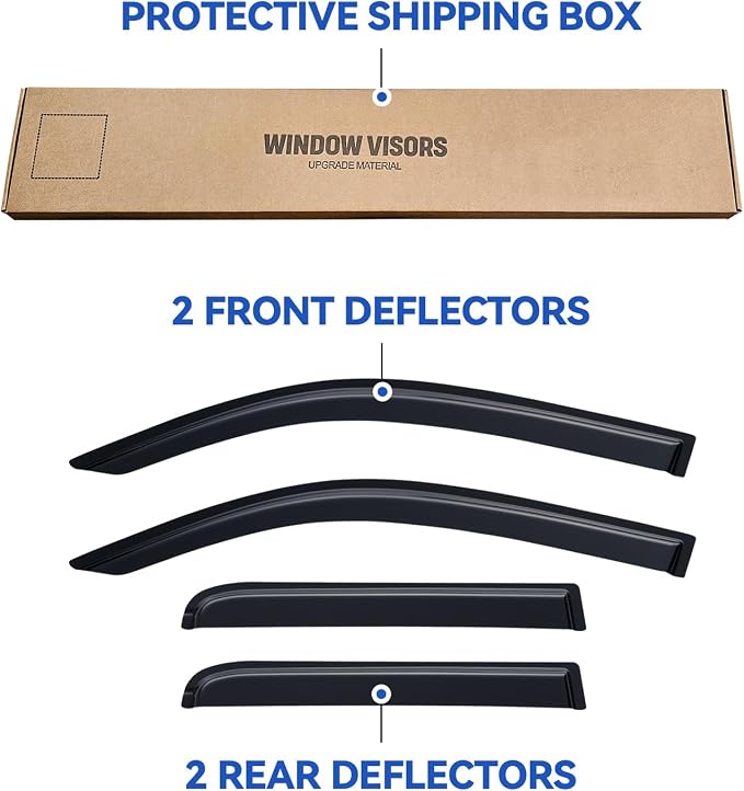 Window Visors Rain Guards for 2024 2025 2026 Toyota Tacoma Double Cab, Out-Channel Window Vent Wind Deflectors Visors Shades for 24 25 26 Tacoma 4 Full-Size Cab