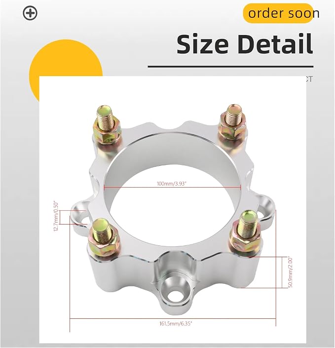 2" 4pcs Wheel Spacers fit for Can Am X3 All years models, 4/137 Bolts and 12mm Studs, Widens Wheel Track, Preventing Tire Interference