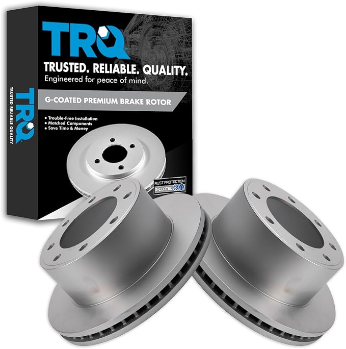 TRQ Rear Brake Rotor Set G Coated Vented Compatible with 2005-2012 Ford F-250 Super Duty 2005-2012 F-350 Super Duty