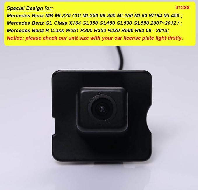 Car License Light Rear View Camera Vehicle Reverse Parking Camera for Mercedes Benz MB ML320 CDI ML350 ML300 ML250 ML63 W164 ML450 X164 GL350 GL450 GL500 GL550 W251 R300 R350 R280 R500 R63