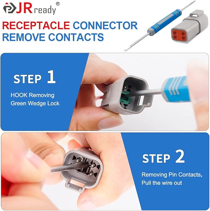 JRready DT Deutsch Connector Kit IP68 Waterproof for Car, Boat, Truck, Motorcycle, DRK-RT1B Deutsch Pin Removal Tool, Pin Socket Contact/Wedgelock Removal Tool for Deutsch DT, DTM, DTV, DRB,