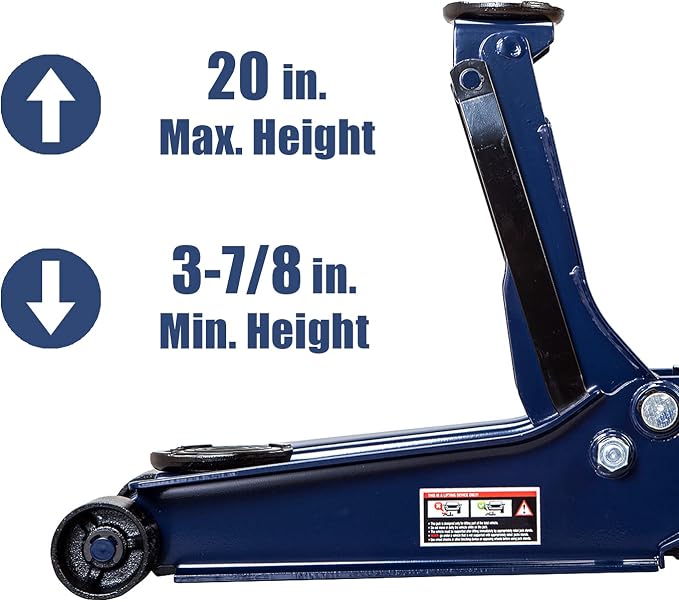 TCE AT84007U Torin Hydraulic Low Profile Service/Floor Jack with Dual Piston Quick Lift Pump, 4 Ton (8,000 lb) Capacity, Blue
