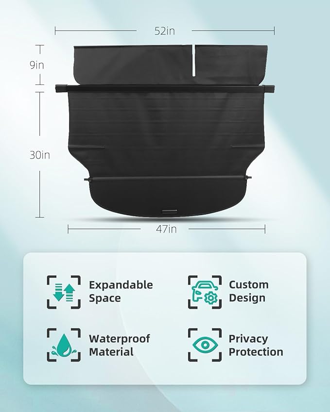 SCITOO Cargo Cover 2014-2017 Fit for Jeep for Cherokee Upgraded Retractable Rear Trunk Cover with Aluminum PVC&Plastic