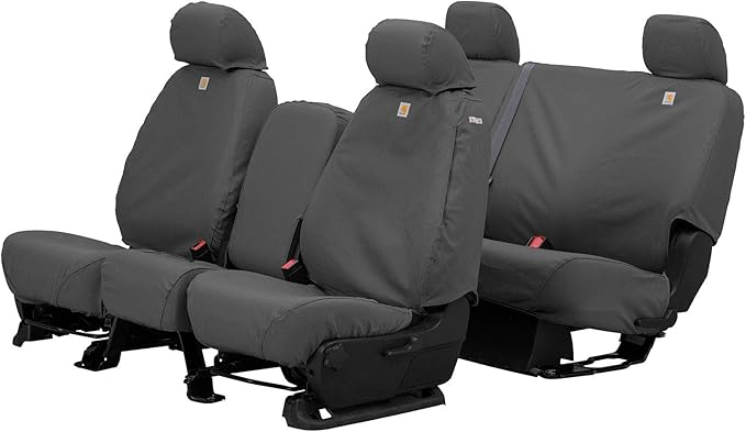 Covercraft Carhartt SeatSaver Custom Seat Covers | Fits 2006-2009 Dodge Ram 2500/3500 | 1st Row Bucket Seats, Duck Weave Gravel