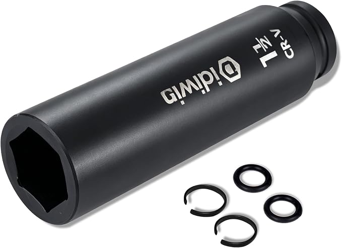 3/4" Drive 1-1/2" Extra Deep Impact Socket, 8"(200mm) Long, 6-Point Truck & Trailer & Tractor Wheel Nut Impact Socket, Heat Treated CR-V Alloy Steel, One-Piece Forged, Radius corner design