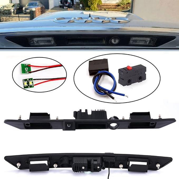 Trunk Handle Vehicle Camera Rear View Camera Parking Reverse for Audi A3 8P7 A4 8E A6 4F2 4F5 A5 8T3 A8 4H E0827574C,8E0827574F 8E0827574C3FZ Waterproof Night Vision Back up Reverse