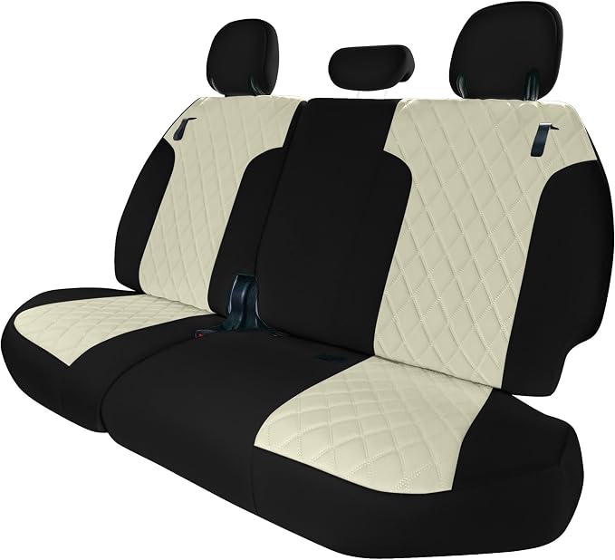 FH Group Custom Fit Car Seat Covers Specifically Made for Toyota Sienna 2021-2024, Beige Ultraflex Neoprene 3rd Row Set Automotive Seat Covers, 7-8 Seater SUV Seat Covers, Toyota Accessories
