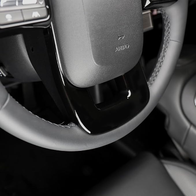 Steering Wheel Cover Trim Compatible with Santa FE 2024 2025 Hyundai IONIQ 9 Accessories(Black)
