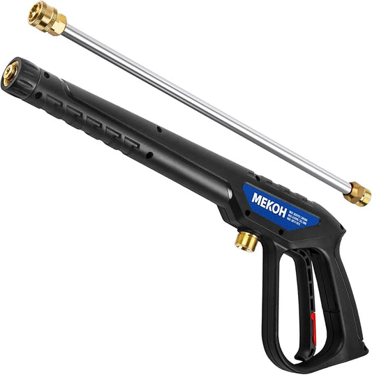 MEKOH Universal Pressure Washer Gun with Stainless Extension, Replacement Power Washer Wand fits Ryobi, Greenworks, Simpson, Dewalt, Featured M22-14 Fitting & 1/4” Quick Connect for Car Wash, 3600 PSI