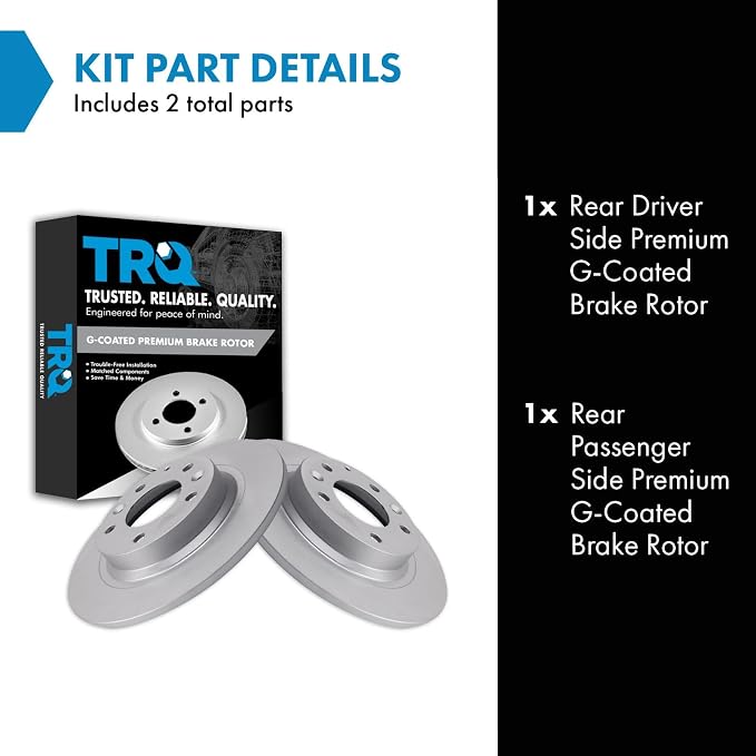 TRQ Rear Brake Rotor Set Coated Compatible with 06-12 Ford Fusion 06 Lincoln Zephyr 07-12 Lincoln MKZ 06-11 Mercury Milan 98-02 Mazda 626 03-13 6 03 Protege MazdaSpeed 06-15 MX-5 Miata