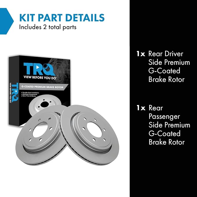 TRQ Rear Brake Rotor Set G Coated Vented Compatible with 2015-2017 Ford F-150