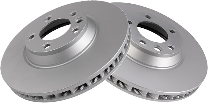 TRQ Front Brake Rotor Set G Coated Vented Compatible with 2007-2015 Audi Q7 2003-2013 Porsche Cayenne 2004-2010 Volkswagen Touareg
