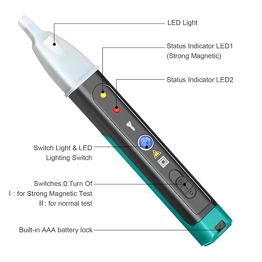 Automotive Electronic Magnetic Faults Indicator, OBDEMOTO 101 Automotive Electronic Faults Detector,Car Spark Tester and Voltage Tester Pen with LED Display & Two Batteries