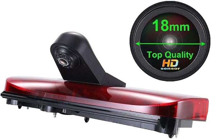 HD IP68 Auto Transporter Brake Light Roof Rear View Reversing Backup Camera Parking System with Angle Adjustable Compatible with Ford Transit Connect Van MPV SUV Bus (Camera+7''Monitor)
