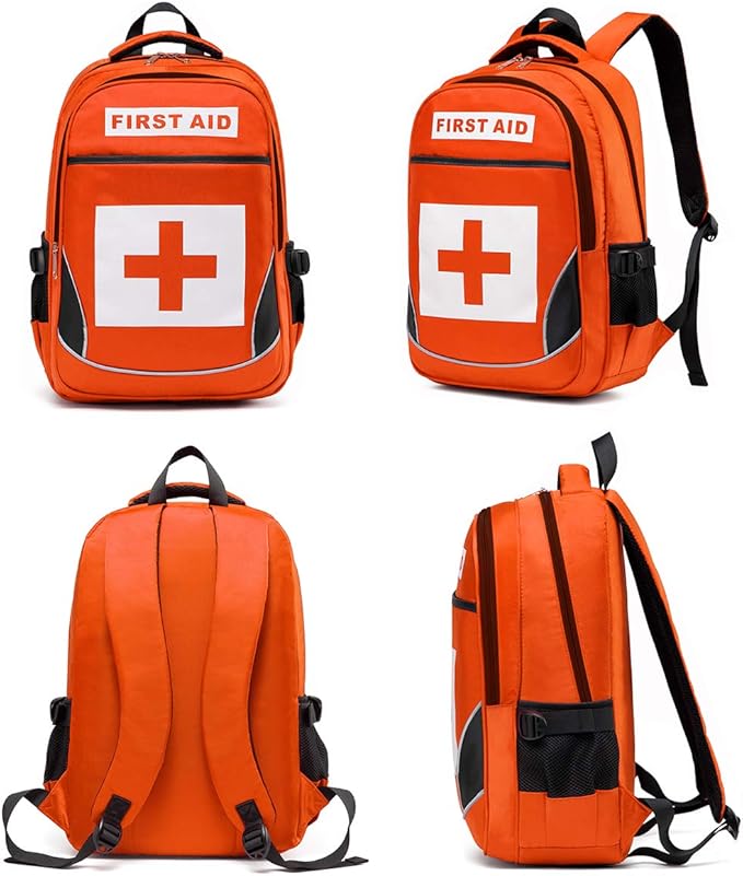 First Aid Bag Empty Red Emergency Medical Bag First Responder Trauma Multi-Pocket Traveling Field Trips Camping Essentials (Orange, 1 Piece)