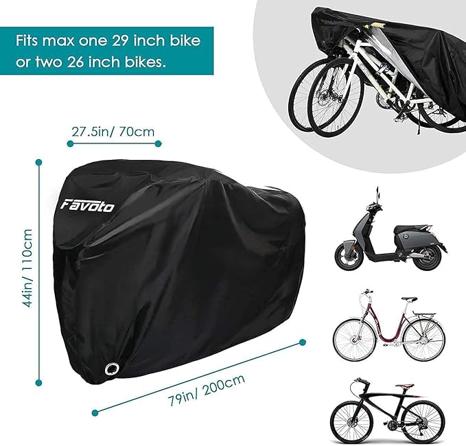 Favoto Bike Cover 29 inch Waterproof Outdoor Cover Disc Lock Alarm 110dB Alarm for Motorcycle Bikes e-Bikes