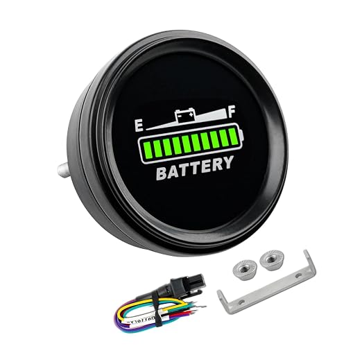 Runleader RL-BI069B LED Battery Level Meter, Low Battery Alert | Works with 12V 24V 36V 48V Trojan Lead Acid GEL AGM Graphene LiFePO4 Lithium Batteries, Fits Golf Cart, Forklift