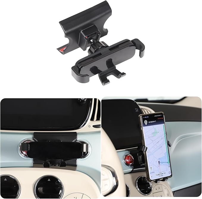HAPPYHORSE Car Phone Mount Compatible with Fiat 500 2016-2023，Car Center Console Mobile Phone Bracket Phone Holder Phone Mount Mount with Self-Adhesive Base Accessories (Style B)