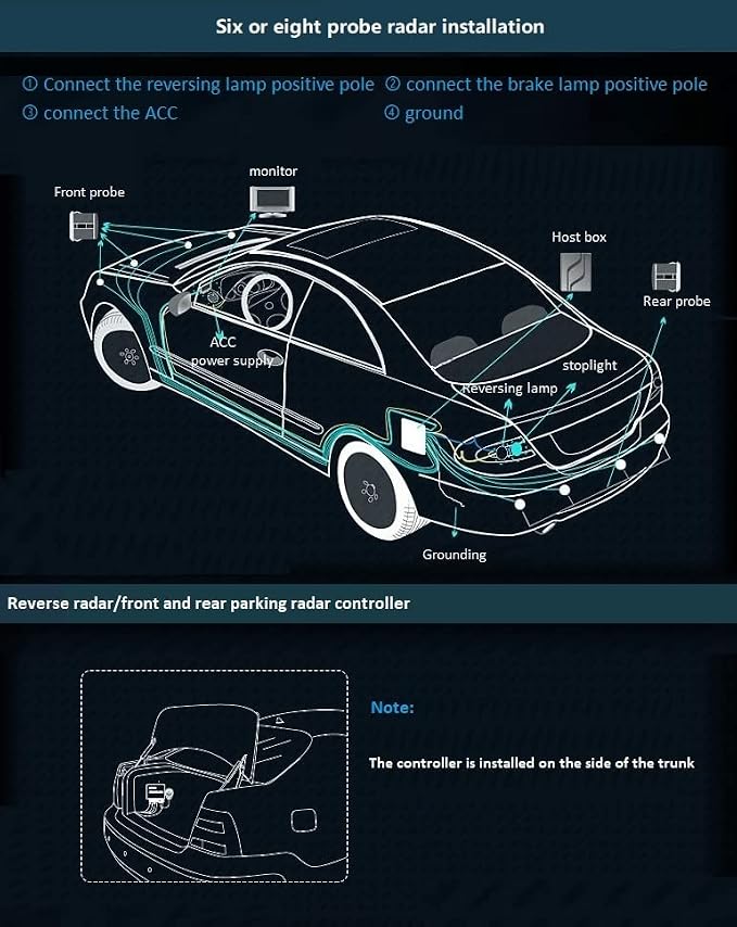 Dual Core Parking 6 Sensors Rear Front View LCD Display Reverse Backup Radar New Adjustment Car LCD Dual-Display Dual-Core 6 Probe Reversing Backup Radar Dual Core Parking