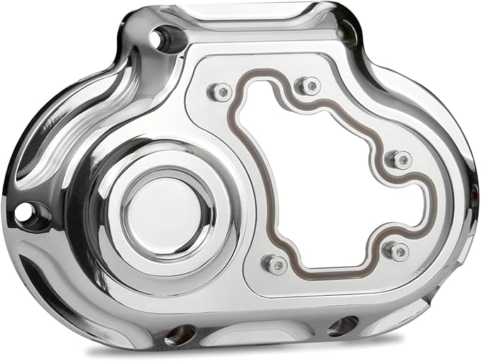 Chrome Clarity Transmission Side Cable Clutch Cover for Harley Touring FL Dyna Street Bob Softail Fat Boy 07-17 Touring Glide 07-13 CNC Aluminum (Chromed)
