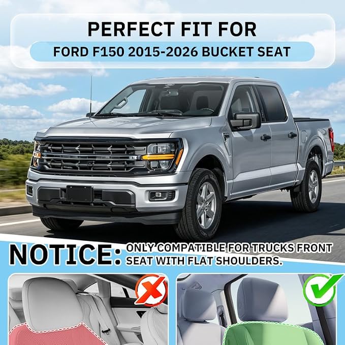 JAOGAUS F150 Seat Covers, Front Bucket Seat Cover Custom Fit for Ford F150 | 2015-2023 2024 2025 2026 Nappa Leather Waterproof Black Trucks Pickup Seat Covers for SuperCrew/CrewCab(XL,XLT)