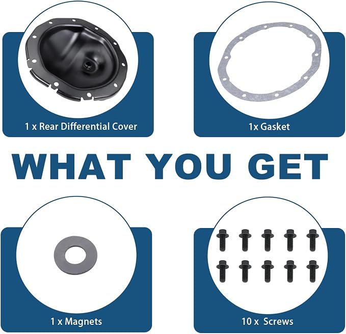 697-706 Rear Differential Cover with Gasket & Magnet and 10 screws | Replacement for Chevy GMC & Cadillac Models 1998-2010 | Silverado 1500 S10 Tahoe Sierra 1500 Yukon C/K1500 Suburban Escalade etc