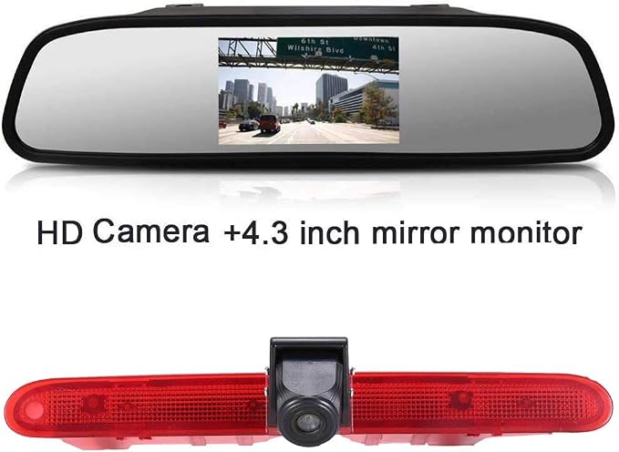Car Brake Lamp Backup Camera Replacement for Toyota Proace City Verso Kasten Fiat Citroen Berlingo Opel Combo Limousine X19 Tour Peugeot Partner Tepee Limousine Life K9 Rifter+4.3" Reverse Mirror