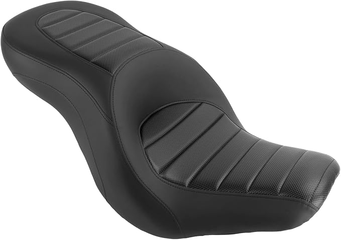 One-Piece Driver Passenger Seat Motorcycle 2-Up Seat Compatible with Harley Sport Glide FLSB Low Rider FXLR FXLRS FXLRST 2018-Later (Black Stripe Stitching)