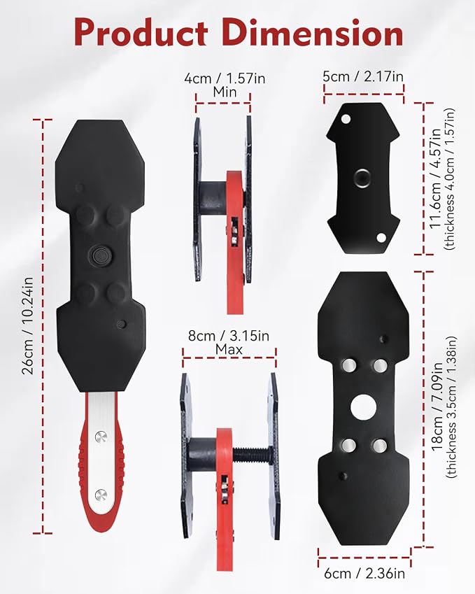 Witaxima Brake Caliper Compression Tool with Extra 2PCS Large Plates 1.57"-2.95" for Disc Brake Pad Spreader,Caliper Piston Compressor Tool with 4 Brake Caliper Hanger Hooks,Car Brake Repair Tool Red