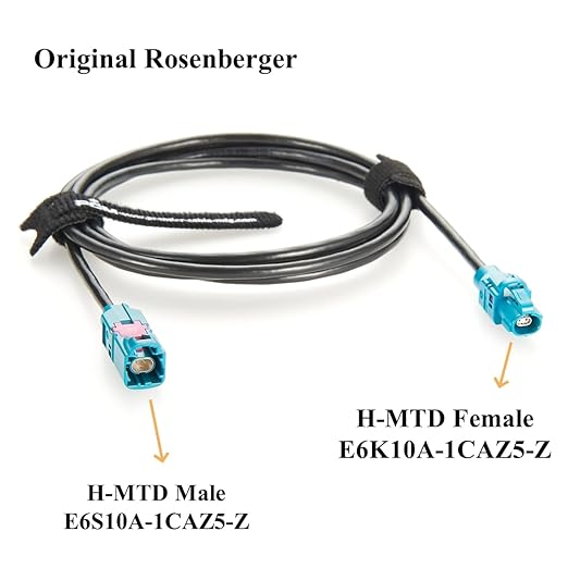 Rosenberger E6S10A-1CAZ5-Z to E6K10A-1CAZ5-Z H-MTD Automotive Ethernet Cable Harness 10Gbps 100/1000BASE-T1 H-MTD Z Code Male to Female Extension Cable for ADAS, ECU, In-Vehicle Networks(5M/16.4FT)
