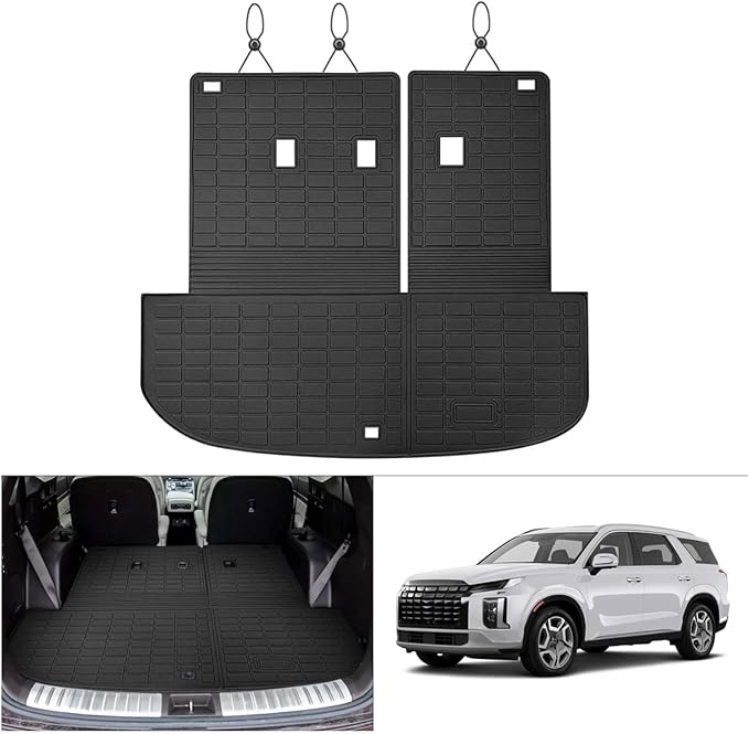 Cargo Mat for Hyundai Palisade 2020-2024 2025, All Weather Cargo Liner for Palisade Accessories Seat Back Cover Trunk Mat with Backrest Mat, Heavy Duty Car Mats, Car Accessories