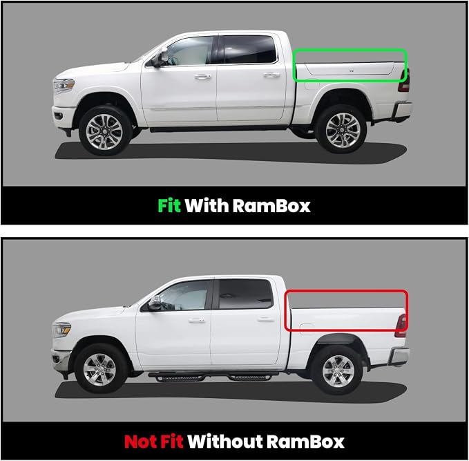 LASFIT 5.7FT Truck Bed Mat with Rambox for Ram 1500 2009-2025 2026 & RAM 1500 Classic 2019-2024 Short Bed (5FT7 / 67.4inches), All Weather Custom Fit Truck Cargo Bed Liner, Black